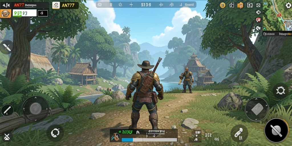 Tampilan gameplay AN777 yang menampilkan dunia terbuka yang luas dan interaktif.