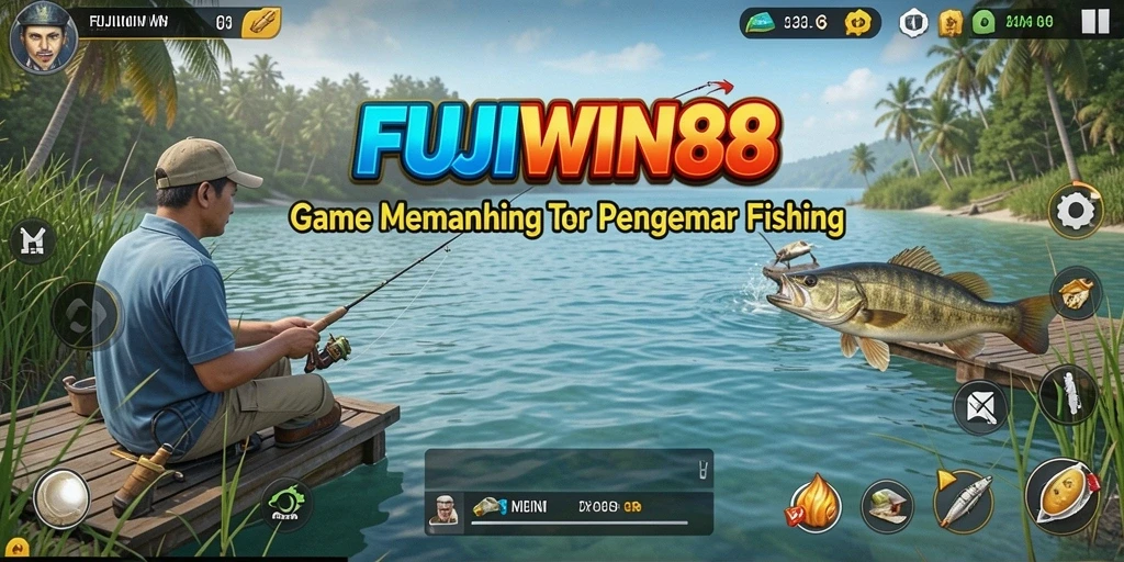 Screenshot dari gameplay FUJIWIN88 yang menunjukkan aksi memancing yang seru.