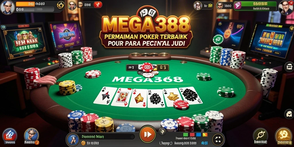 Tampilan gameplay Poker yang mendebarkan dan interaktif di MEGA388.