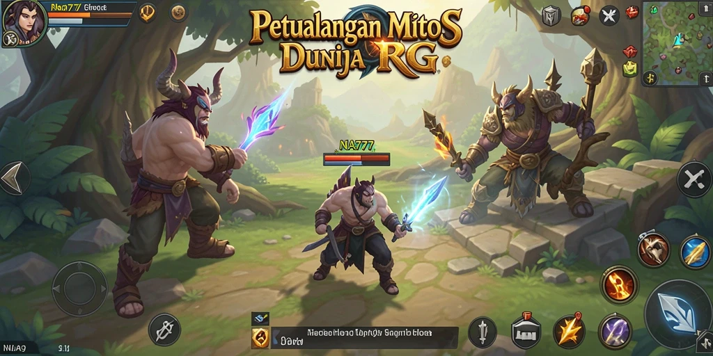 Screenshot NA777 menampilkan aksi pertempuran epik dalam dunia RPG.