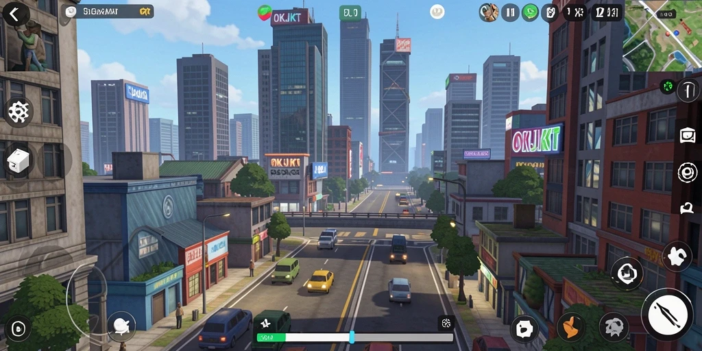 Tangkapan layar menunjukkan aksi gameplay seru di OKJKT.