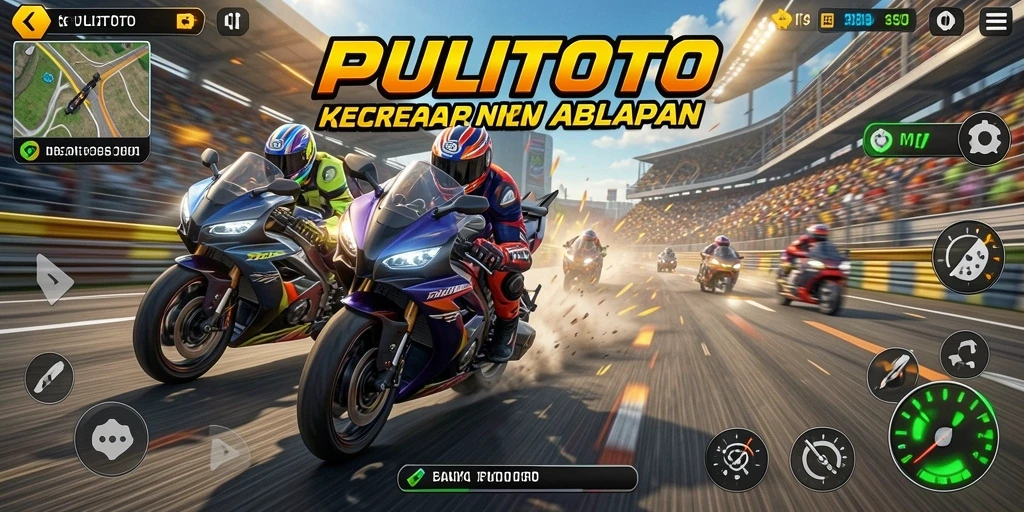 Screenshot gameplay PULITOTO menampilkan kecepatan dan keseruan balapan motor.