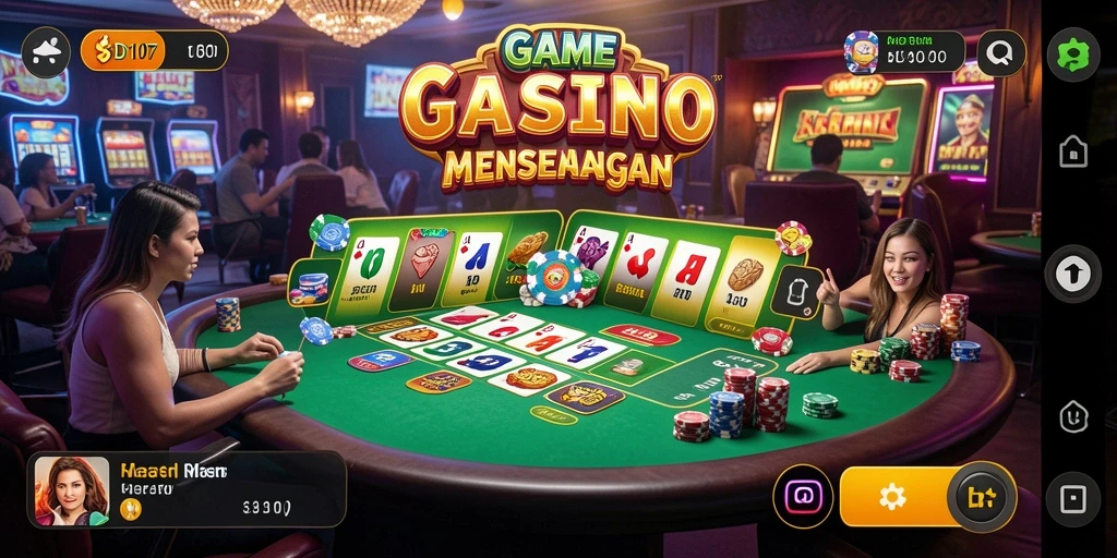 Tangkapan layar gameplay SD107 menampilkan suasana kasino yang mendebarkan.