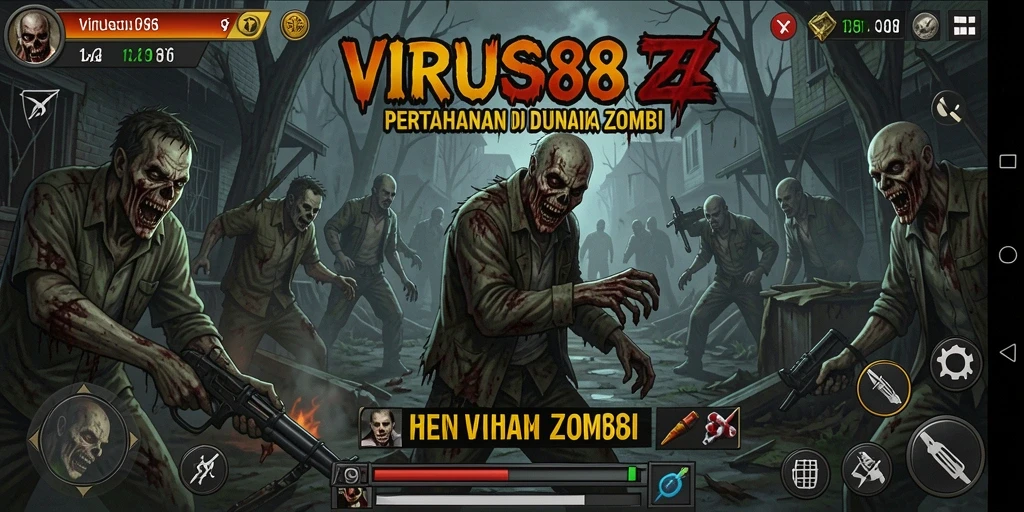 Tampilan menarik dari gameplay Tower Defense di VIRUS88.